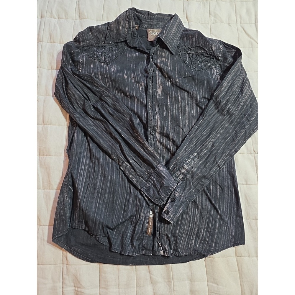 Y2K Vintage Roar Shirt Mens LARGE Long Sleeve Button Up Embroidered Grunge VTG